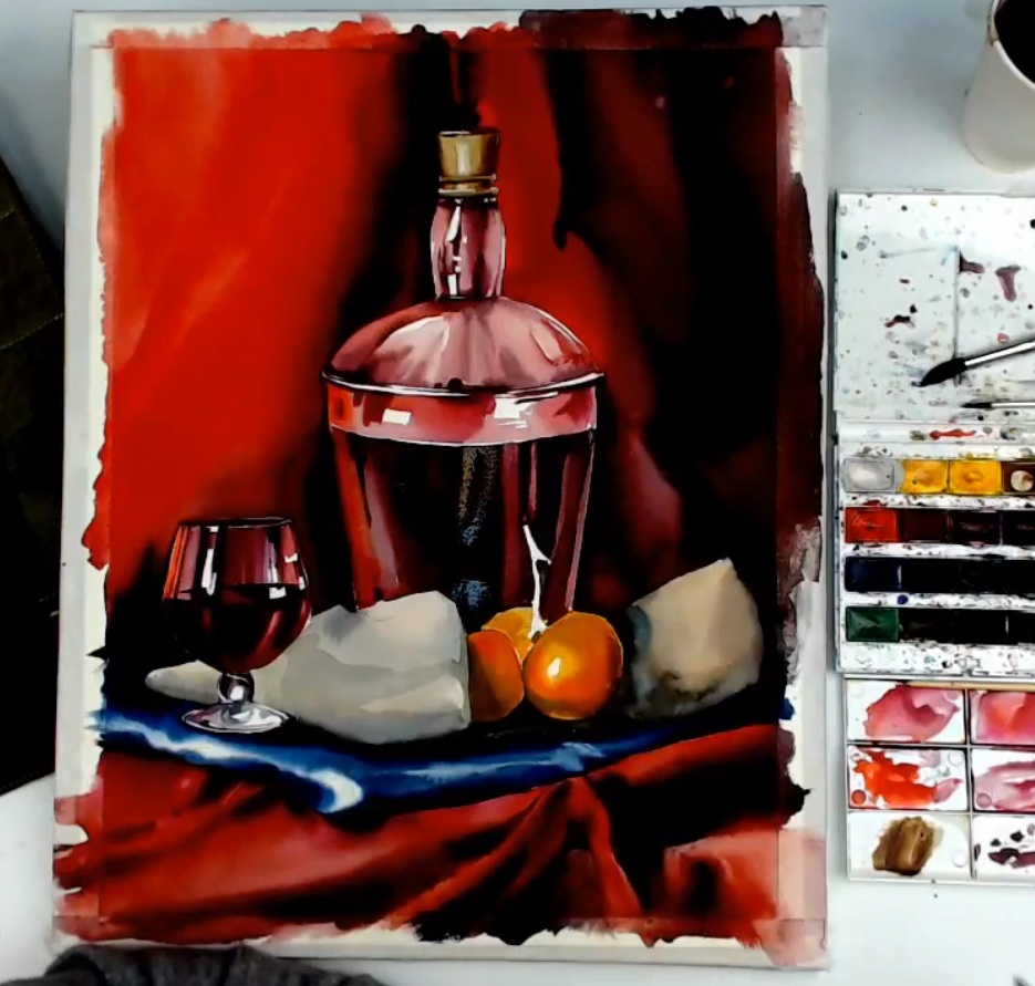 Живопись акварелью Праздничное застолье - Куцаева _0.jpg